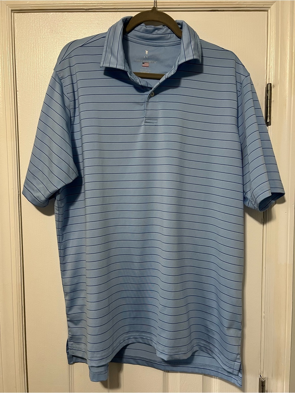 Fairway & Greene Light Blue Striped Men's Polo